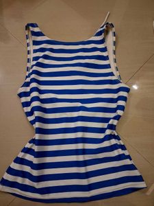 Blue &amp; White Striped cheerleading top