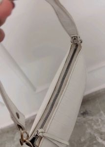 White Crocodile Embossed Shoulder Bag