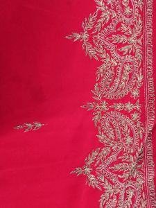 New Red Crepe Saree Silver Metallic Thread Work