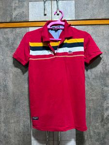 Lacoste Red Striped Polo shirt 1st copy