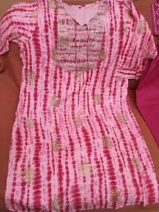 BrandNew PinkTie-DyeEmbrdry Kurta+Patiala