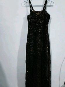 Sparkling Black Sequin Maxi Dress