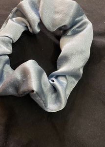 Blue Satin Scrunchie