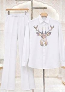 Chic White Deer Print Co-ord Set