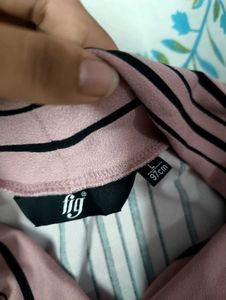 Pink Striped V-Neck Top