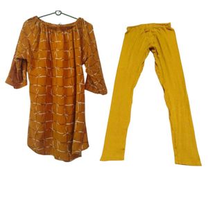 Yellow Printed Kurta 2xl