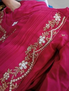 beautiful new festive drep saari frock in magenta