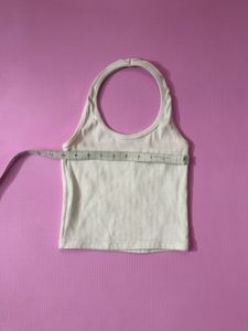 Cream Ribbed Halter Tank top