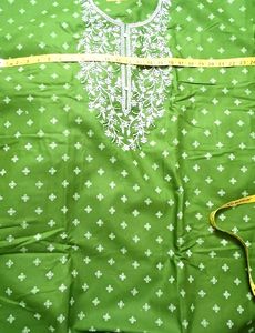Cotton Blend UnstitchSuit Length Neck Embroidered