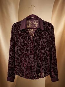 Velvet Floral Button-Up Shirt