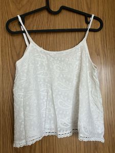 White Embroidered Cami Top