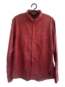 Men's Red Casual Button-Up Shirt