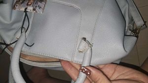 Caprese Peach satchel medium dull blue handbag