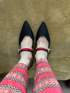 Black Pointed Toe Heels with Ankle Strap