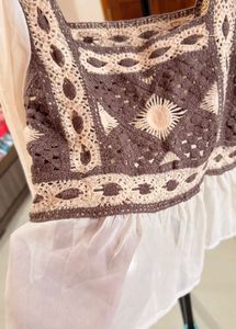 Crochet Detail Peplum Top