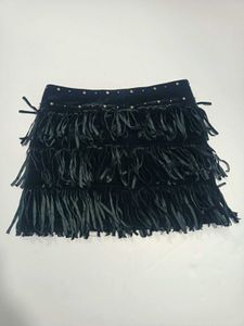 Fringe Mini Velvet Fancy Small Skirt with Studs