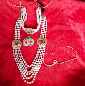 Pink Pearl Choker Jwellery Sets Combo