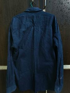 Classic Blue Long Sleeve Button-Up Shirt
