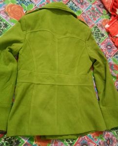 Woolen Ledies Coat in Mehendi Green Colour