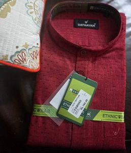 Men's Maroon Ethnic Kurta/Shirt