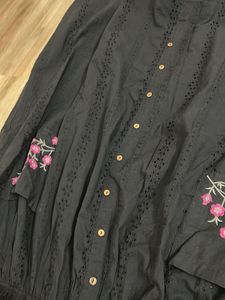 Black Embroidered Midi Dress