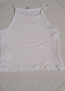 Ribbed White Crop Tank Top❄️🕊️