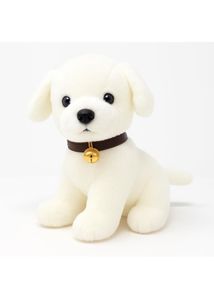 Cute White Dog Plush Toy with Bell