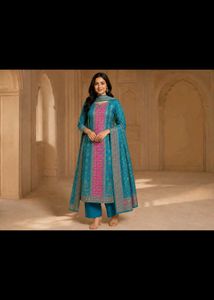 Beautiful Blue &amp; Pink unstitched suit