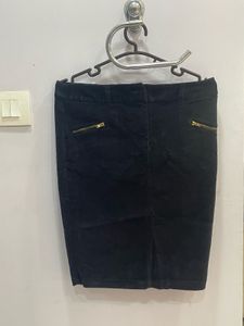 Black Velvet Skirt with Gold Zippers