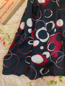 Stylish Navy &amp; Red Circle Print Wrap top
