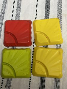 Set of 4 Colorful Square Plates