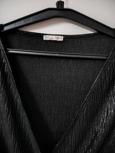 Sparkly Black Wrap Top