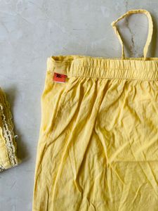 Yellow Kurta Set with Floral Embroidery