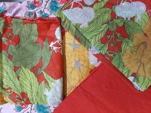 Vibrant Floral Kurta Set with Dupatta(unstitched)