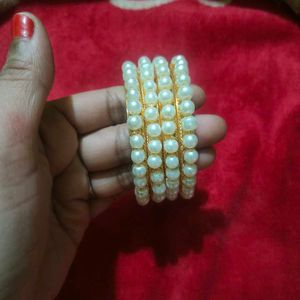 Elegant Pearl Bangles - Set of Four