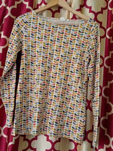Long Sleeve Leaf Print Top