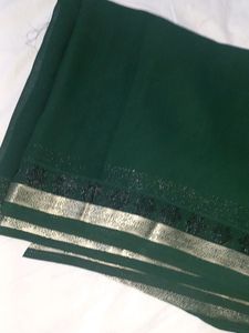 New Bottle Green Colour Plain Standard Saree