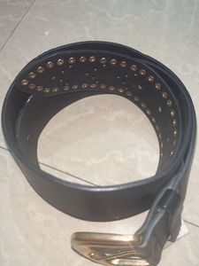 Studded Black Leather Belt