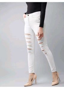 Dolce Crudo White Skinny Distressed Jeans Size 32