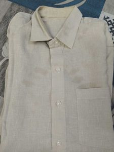 Men's Beige Linen Shirt