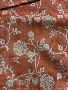 Orange Floral Print Kurta size M