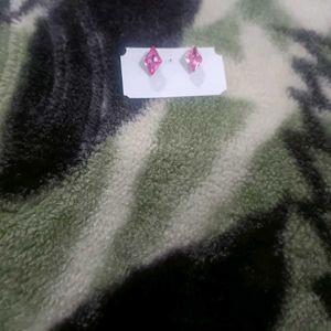 Sparkling Pink Diamond Stud Earrings