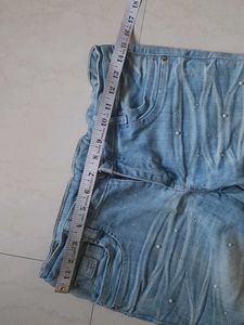 Distressed Jeans with Pearl &amp; Lace Detail