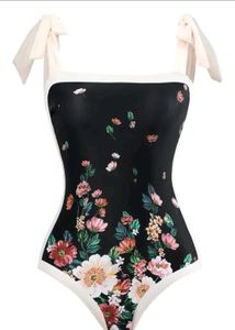 Black Floral Tie Up Swimwear Set