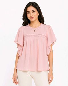 Pink Flutter Sleeve Top