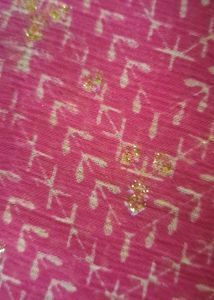 Vibrant Pink Saree with Gold Print