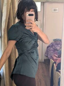 Elegant Green Twist Front Top