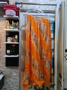 Orange &amp; Grey Tie-Dye Kurta Pant &amp; Dupatta Set