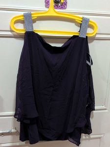 Sparkly Strap Cold Shoulder Top