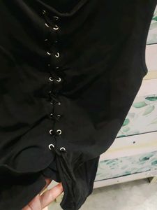 Sleek Black Lace-Up Sleeveless Top